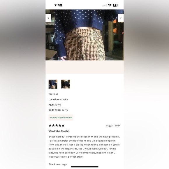 Free People Navy and Light Blue Cowl Neck Sweater - Picture 5 of 13